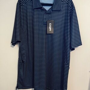 CQR Men’s Navy Striped Polo XLT NWT